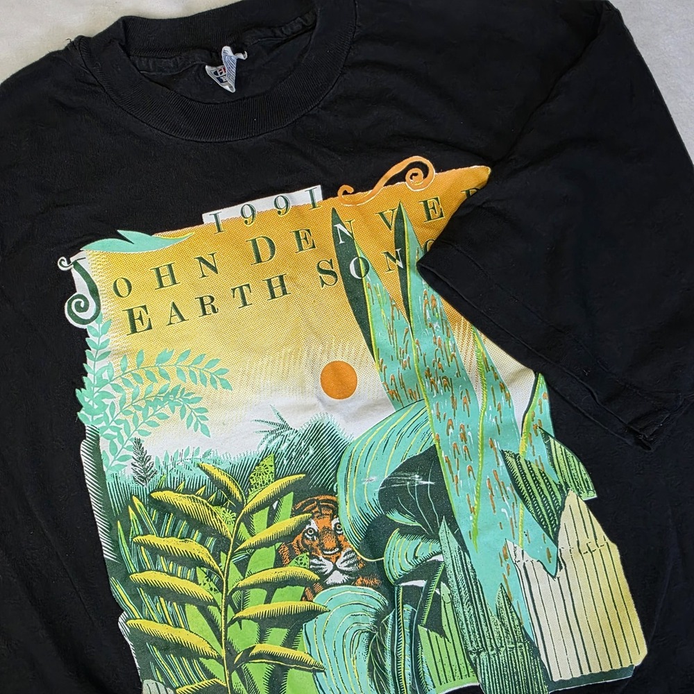 Vintage‎ 90s John Denver Earth Songs Single Stitch Concert Tour Band Shirt XL